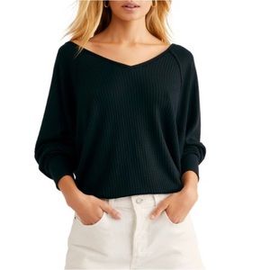 Free People Black Santa Clara Thermal Size Small NWT